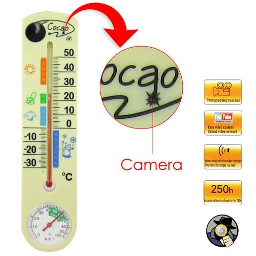 Spy Camera Thermometer with 4GB Internal Memory and Hidden Lens - Click Image to Close